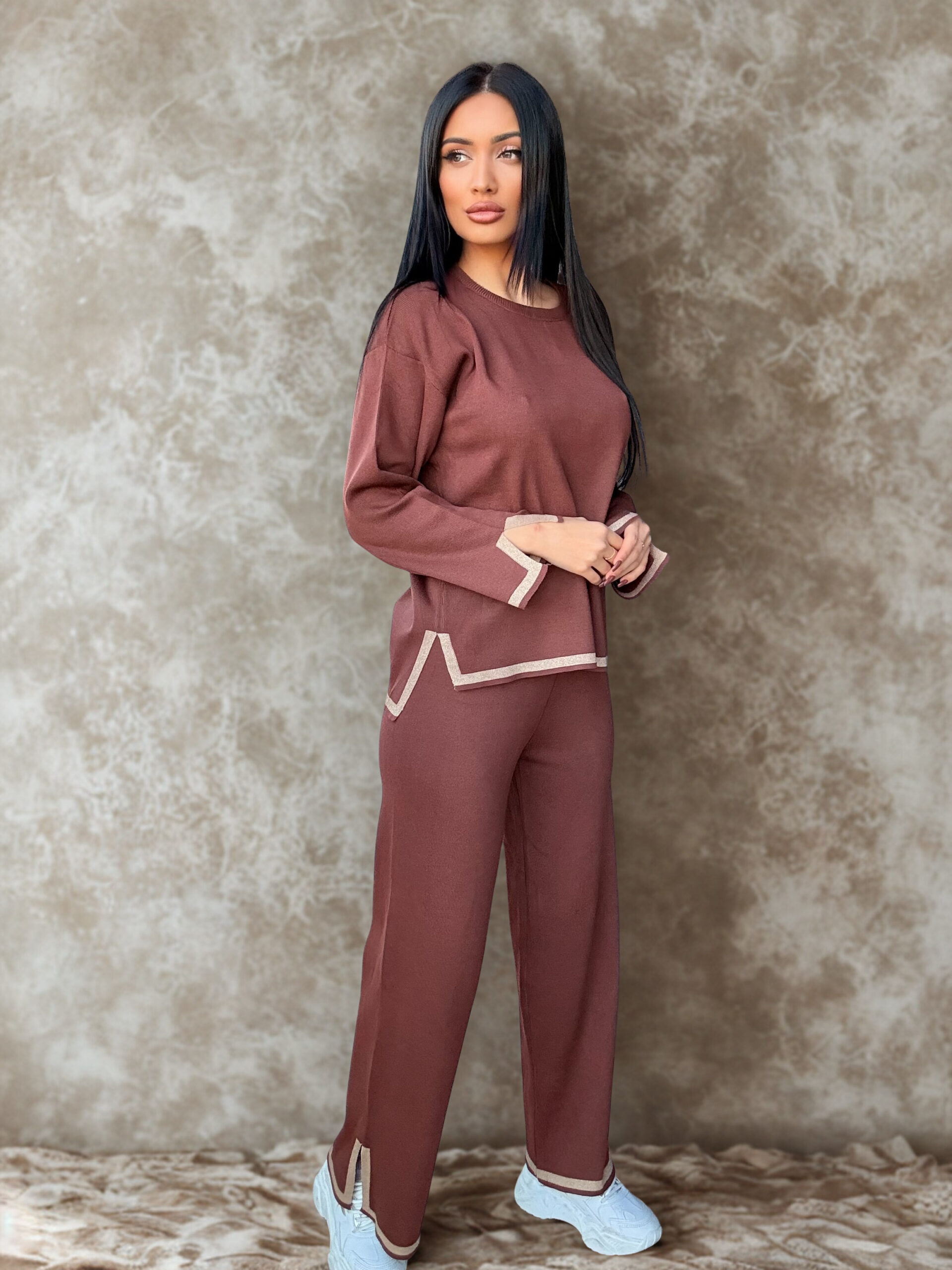Compleu maro ciocolatiu casual-chic