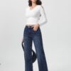 Blugi wide leg cu sclipici