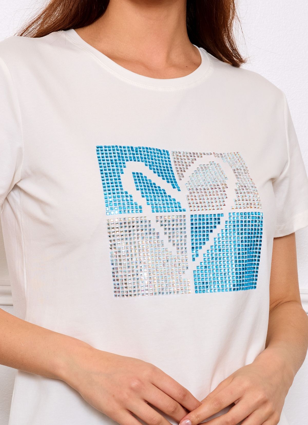 Tricou damă alb cu imprimeu modern - imagine 5